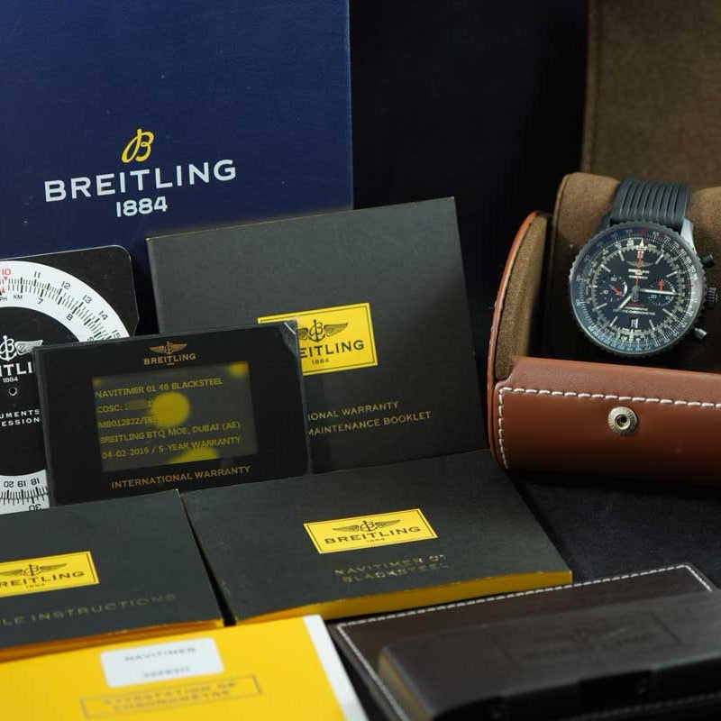 Breitling Navitimer 01 Chronograph BlackSteel 46mm MB012822 Complete Set 2019