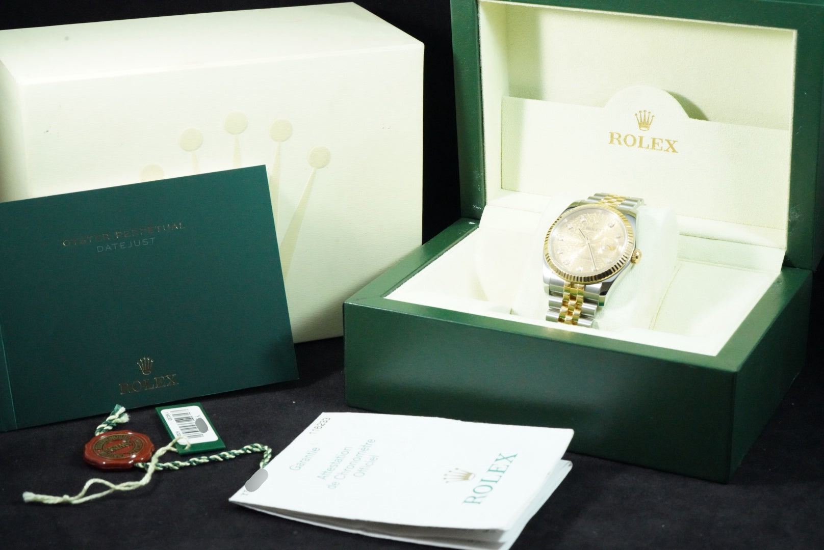 Rolex Datejust 36mm 116233 18K Gold Champagne Anniversary Jubilee Diamond Dial