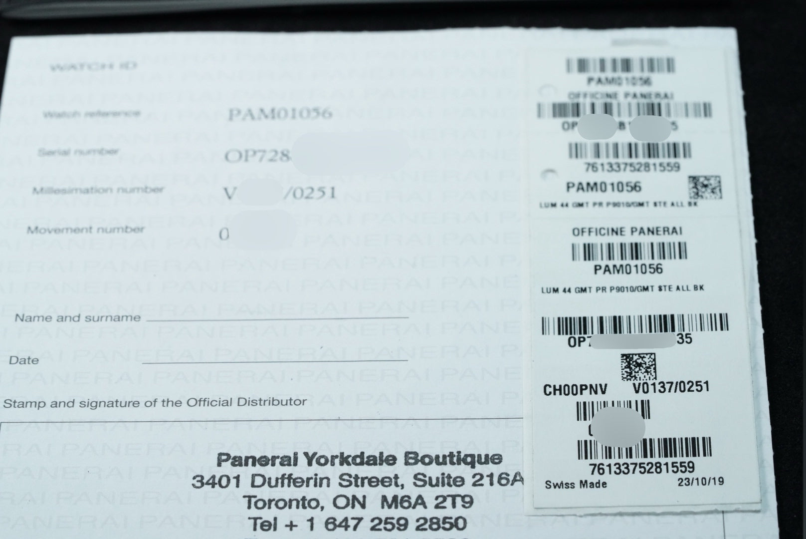 Panerai Luminor GMT PAM01056 Mahendra Singh Dhoni Green Dial Limited Edition Box & Papers