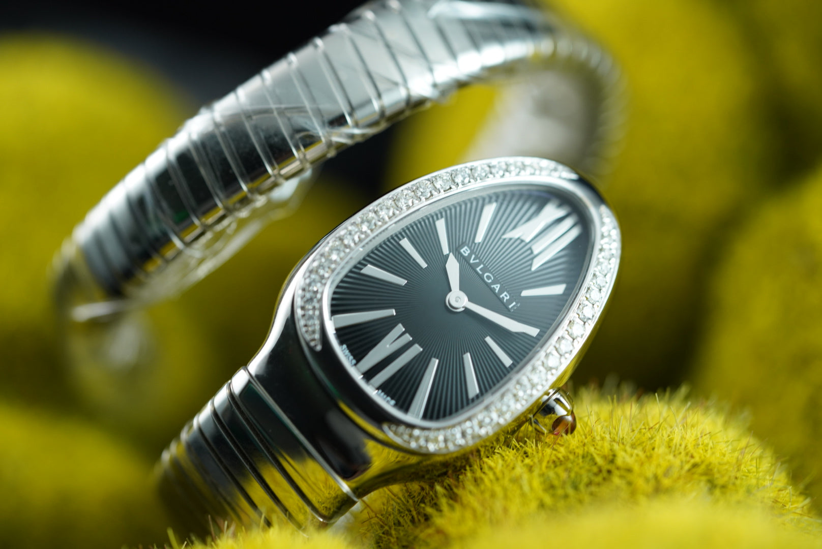 Bvlgari Serpenti SP 35 S 102824 AM Diamonds Single Spiral Black Dial Unworn 2021