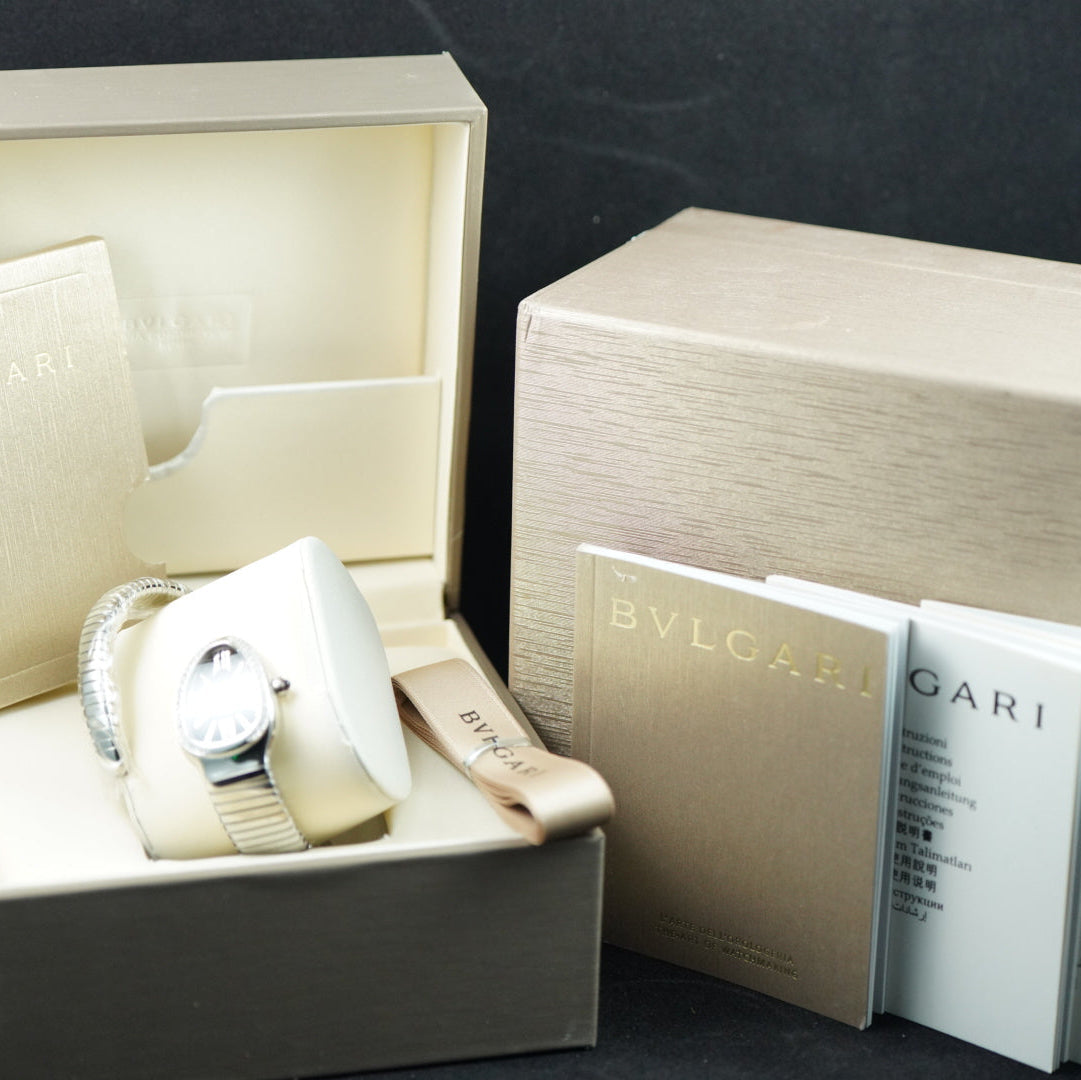 Bvlgari Serpenti SP 35 S 102824 AM Diamonds Single Spiral Black Dial Unworn 2021