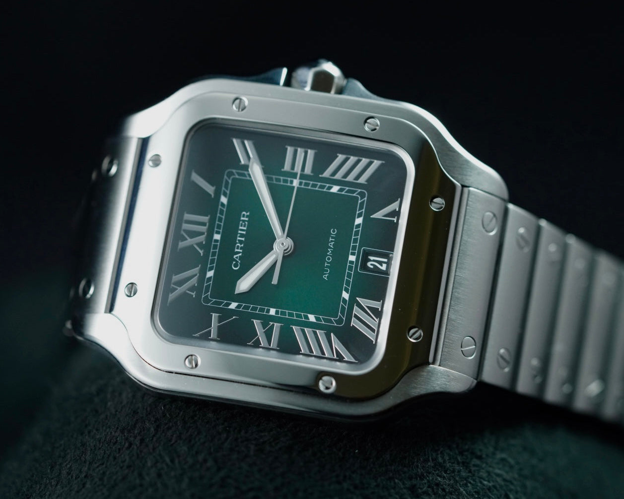 Cartier Santos de Cartier WSSA0062 Large Green Dial Box And Papers | Preowned