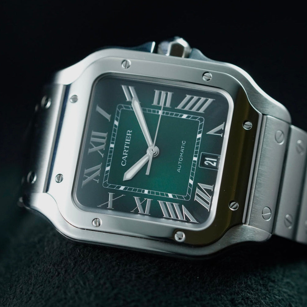 Cartier Santos de Cartier WSSA0062 Large Green Dial Box And Papers | Preowned