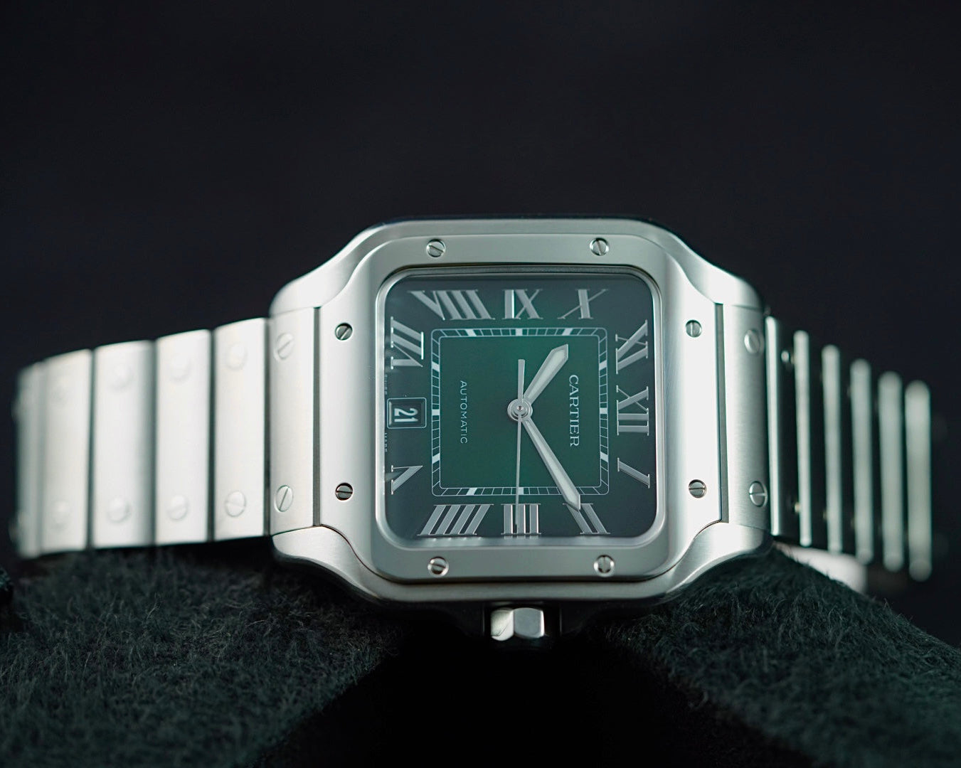 Cartier Santos de Cartier WSSA0062 Large Green Dial Box And Papers | Preowned