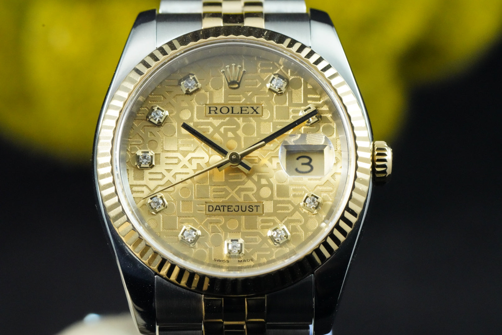 Rolex Datejust 36mm 116233 18K Gold Champagne Anniversary Jubilee Diamond Dial