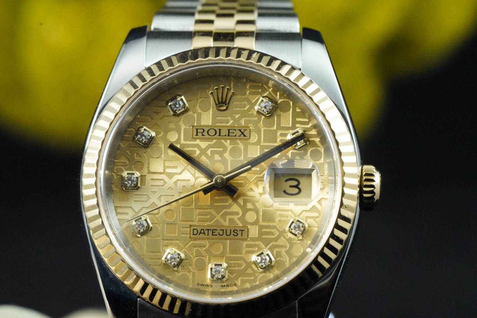 Rolex Datejust 36mm 116233 18K Gold Champagne Anniversary Jubilee Diamond Dial