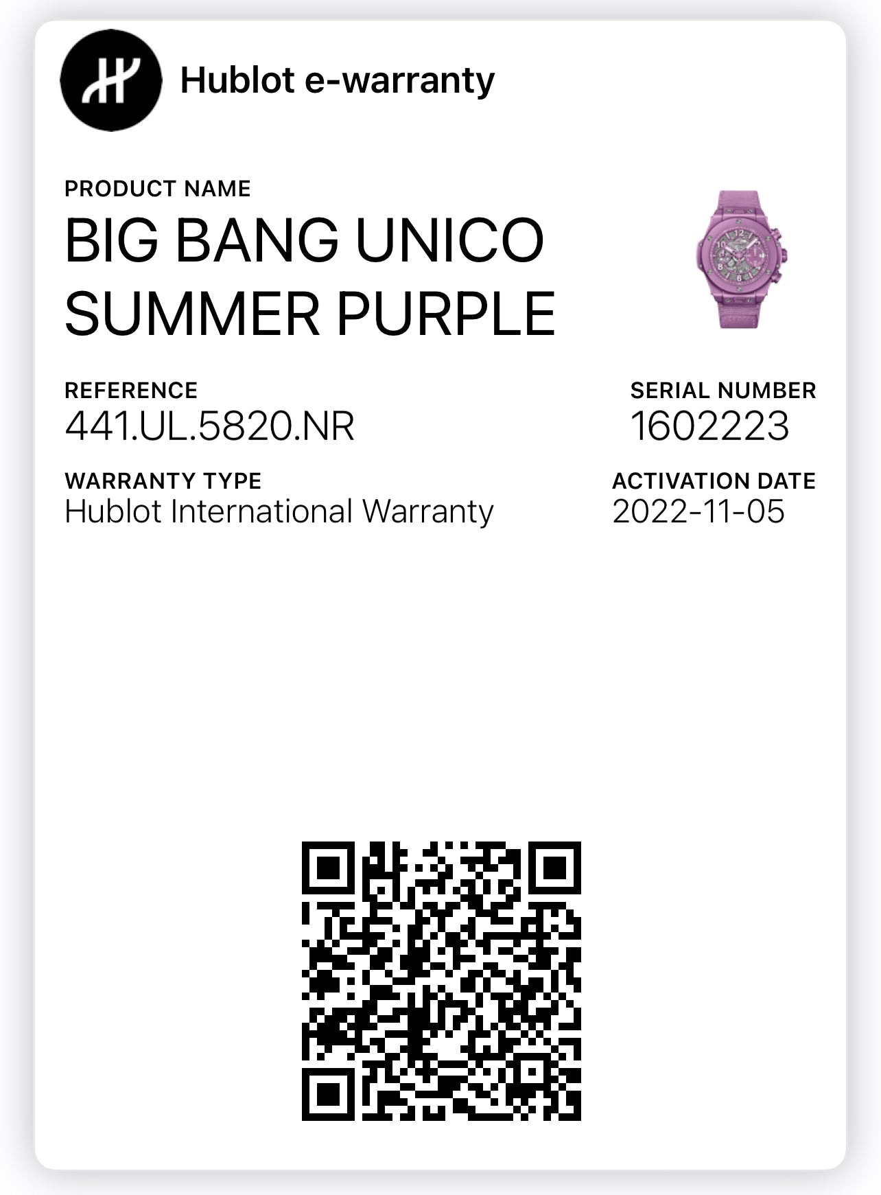 Hublot Big Bang Unico Summer Purple 42mm 441.UL.5820.NR 2022 E-Warranty | Preowned