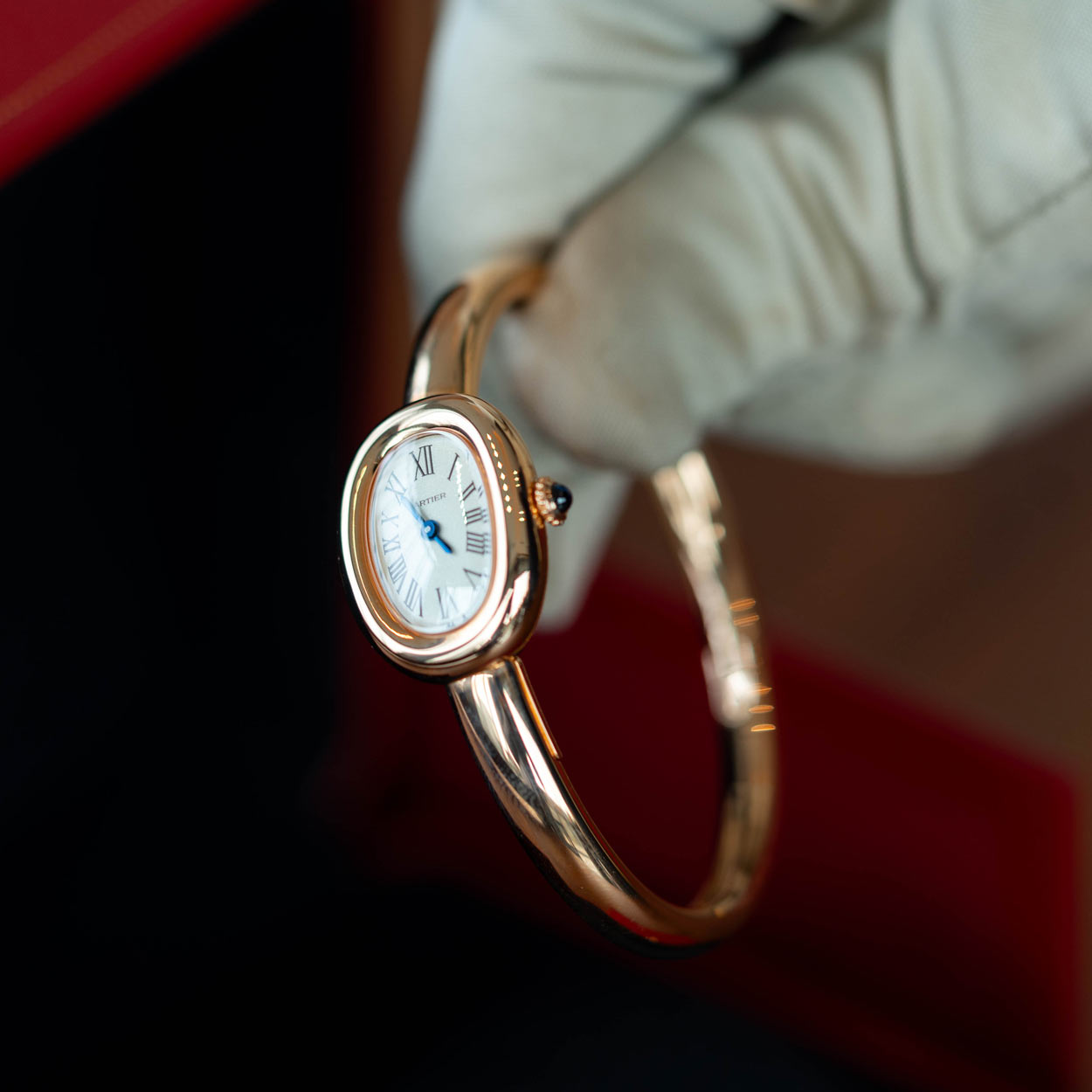 Cartier Baignoire Rose Gold White Roman Dial Size 16 Unworn