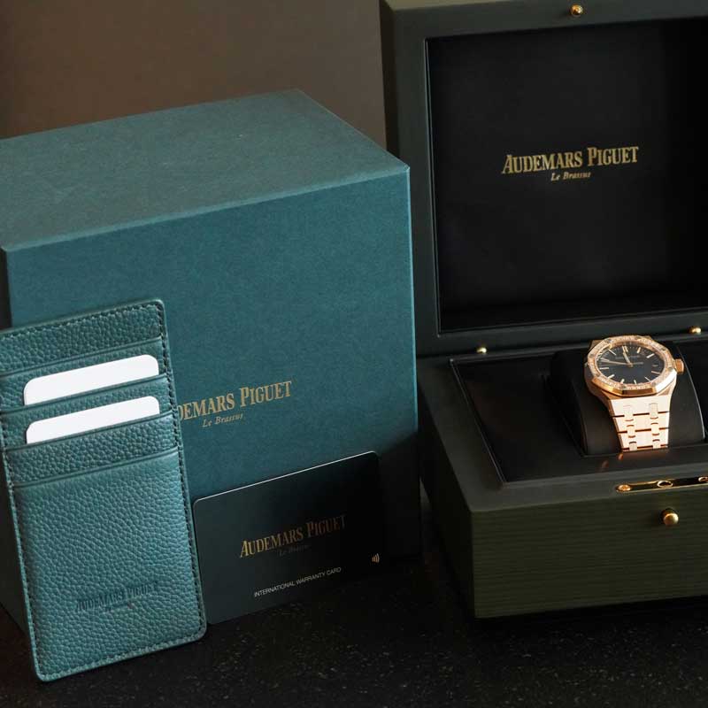 Audemars Piguet Royal Oak 15551or 37mm Rose Gold Blue Dial Factory Diamond Bezel 2026 Box & Papers