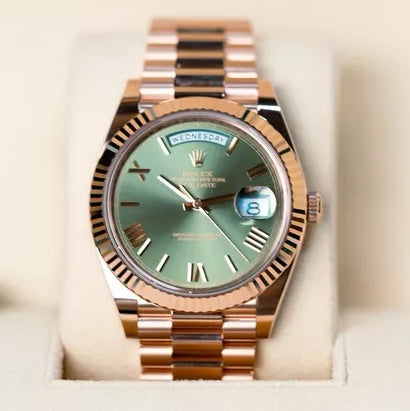 Rolex Day-Date 228235 Olive Dial President Bracelet 2024 Unworn