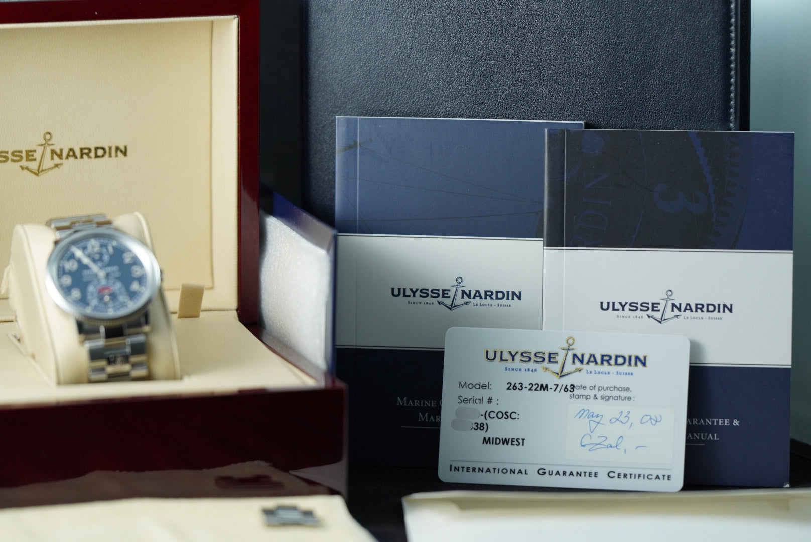 Ulysse Nardin Marine Chronometer 263-22 Blue Dial Rare Complete Box & Papers | Preowned