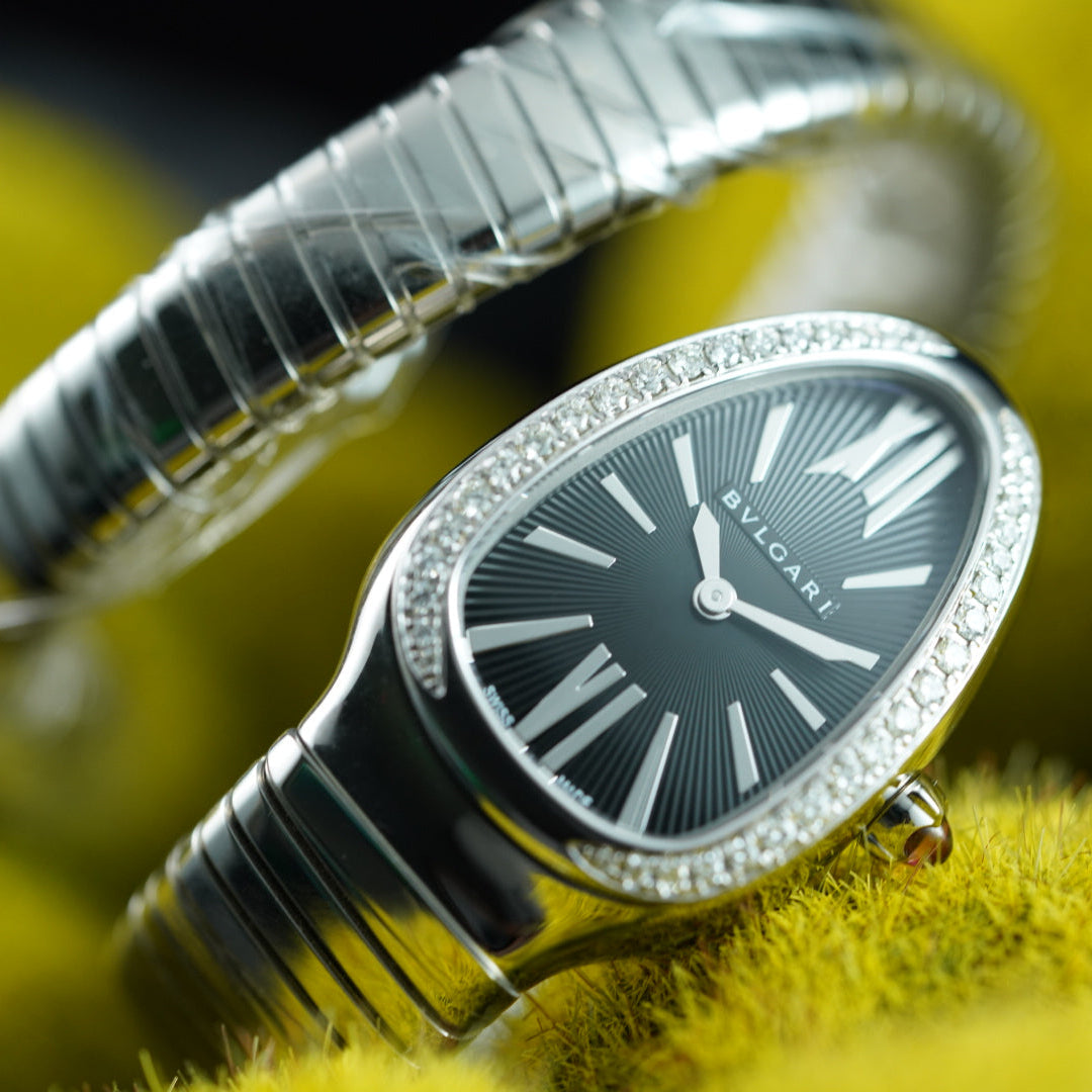 Bvlgari Serpenti SP 35 S 102824 AM Diamonds Single Spiral Black Dial Unworn 2021