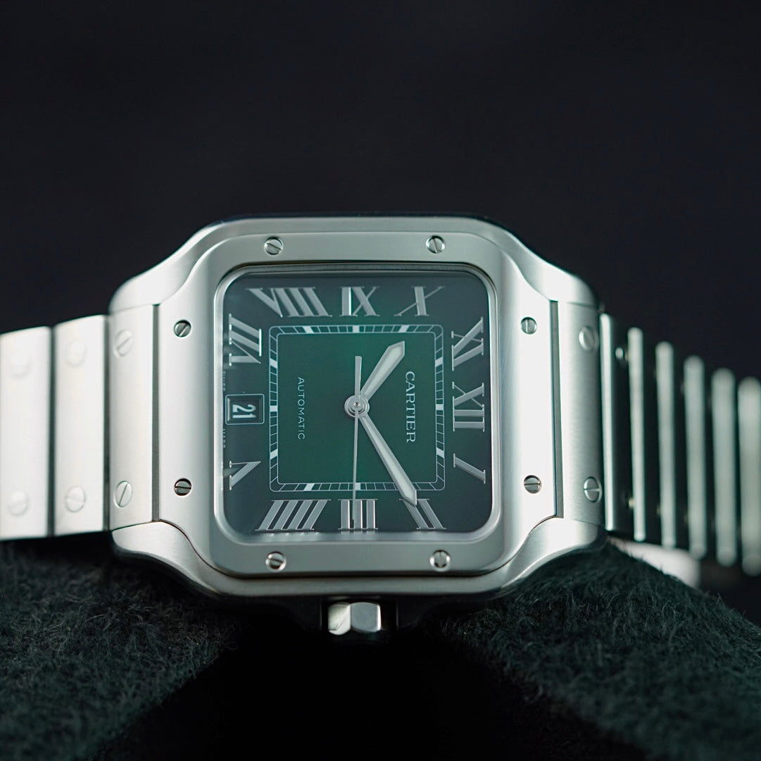 Cartier Santos de Cartier WSSA0062 Large Green Dial Box And Papers | Preowned