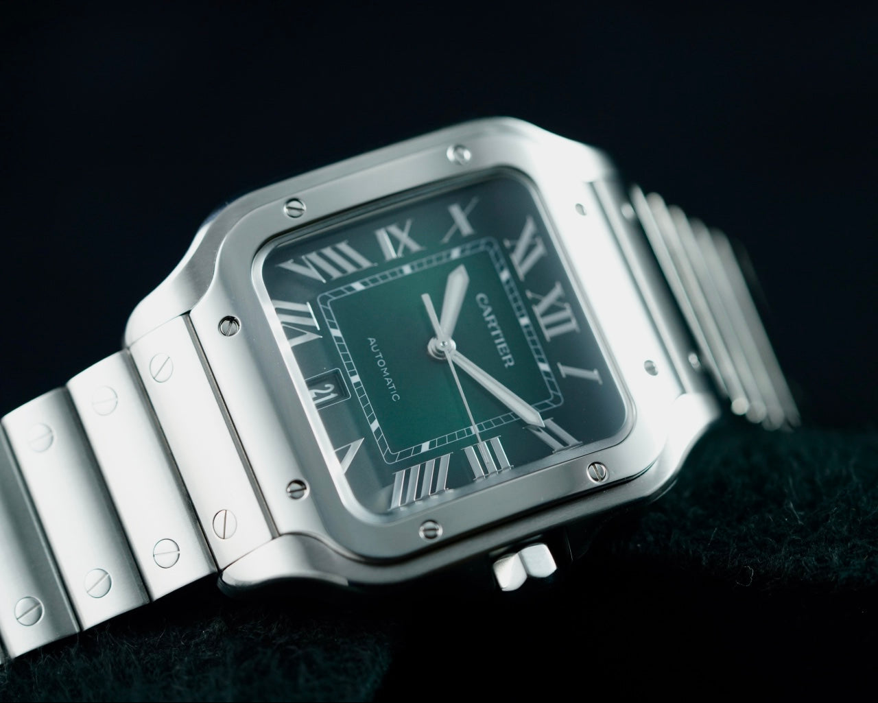 Cartier Santos de Cartier WSSA0062 Large Green Dial Box And Papers | Preowned