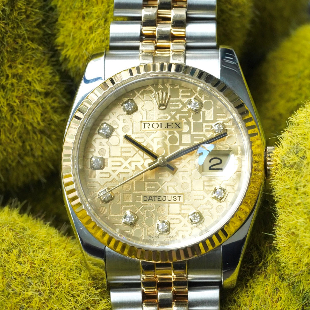 Rolex Datejust 36mm 116233 18K Gold Champagne Anniversary Jubilee Diamond Dial